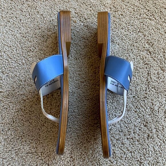 Lands’ End Blue nautical loafer slides leather sandals costal flip flop size 8.5 - Picture 3 of 7